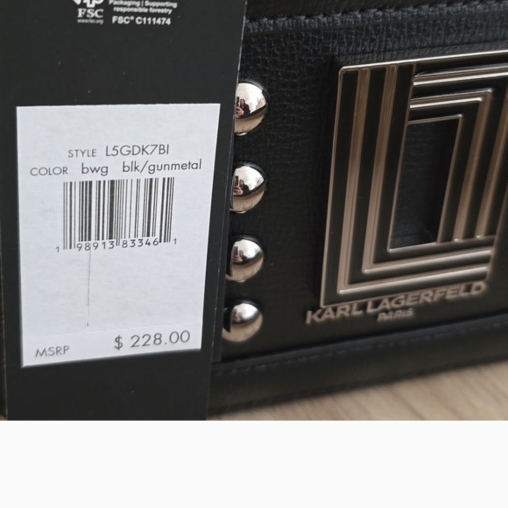 Brand New Karl Lagerfeld Black Studded Crossbody - Picture 3 of 4